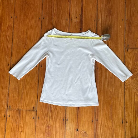 White 3/4 Sleeve Cotton Blend Top (L) - Picture 9 of 11